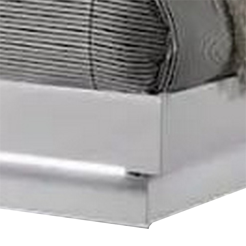 Benjara Peis Queen Size Bed- LED- Crystal Accents- Modern Design- Glossy White