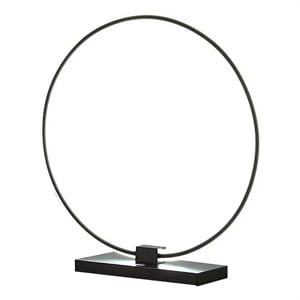 Benjara Sine 21&quot Table Lamp- Modern Circle Ring LED- Sleek Black Metal Base