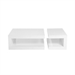 Benjara Jack 2 Piece Coffee Table Set- 2 Tiers- Tempered Glass- White Lacquer