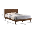 Benjara Soer King Size Platform Bed- Chevron Pattern- Solid Wood- Walnut Brown