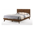 Benjara Soer King Size Platform Bed- Chevron Pattern- Solid Wood- Walnut Brown