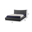 Benjara Ria Queen Bed- Curved Upholstered Headboard- Low Profile Italian Blue