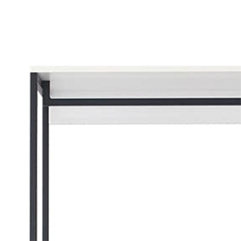 Benjara Cox Modular Closet System- 2 Hanging Rods- White Shelves- Black Metal