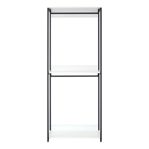 Benjara Cox Modular Closet System- 2 Hanging Rods- White Shelves- Black Metal