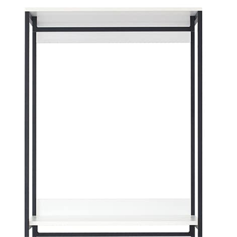 Benjara Cox Modular Closet System- 2 Hanging Rods- White Shelves- Black Metal