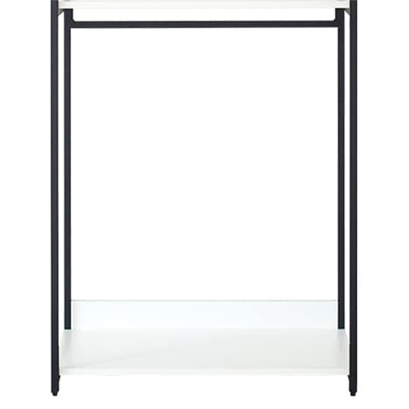 Benjara Cox Modular Closet System- 2 Hanging Rods- White Shelves- Black Metal