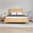 Benjara Cid Jima Platform Queen Bed- Horizontal Ribbed- Natural Brown Solid Wood