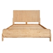 Benjara Cid Jima Platform Queen Bed- Horizontal Ribbed- Natural Brown Solid Wood