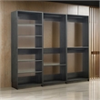 Benjara Dee Modular Closet System- 3 Hanging Rods and 6 Shelves- Dark Gray Wood