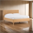 Benjara Cid Joya Queen Bed-Panel Headboard-Rounded Natural Brown Solid Oak Wood