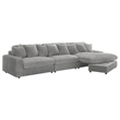 Benjara Lain 3pc Sectional Sofa with Reversible Chaise- 8 Throw PIllows- Gray