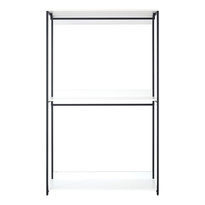 Benjara Cox Modular Closet System-3 Wide White Board Shelves & Black Metal Frame
