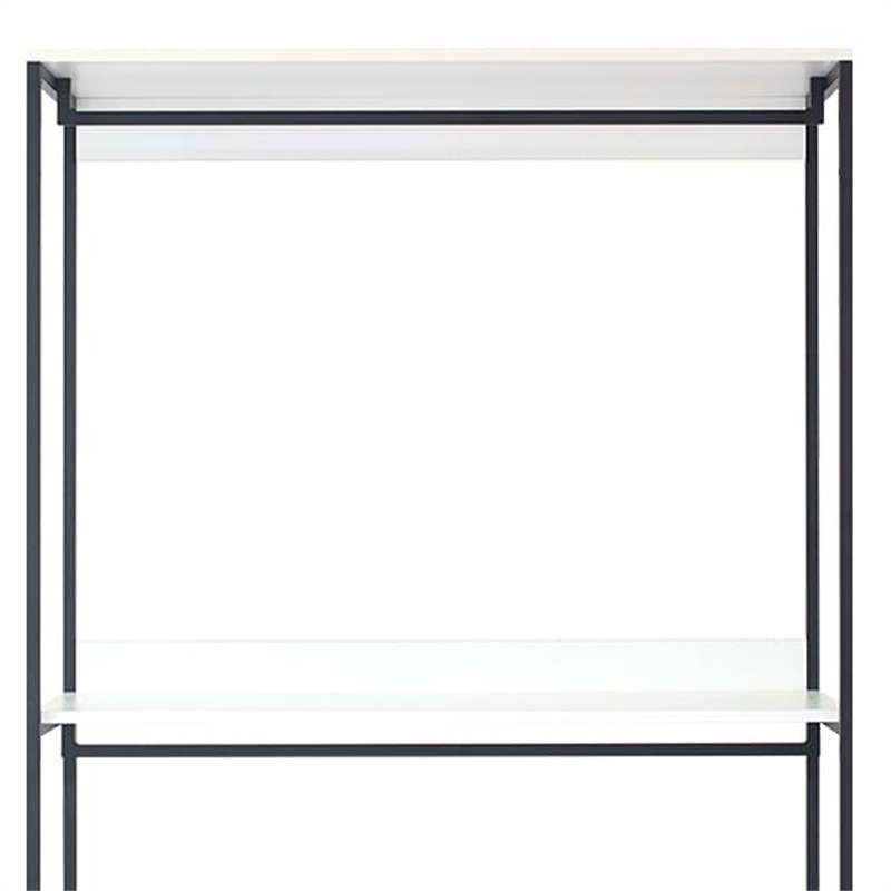 Benjara Cox Modular Closet System-3 Wide White Board Shelves & Black Metal Frame