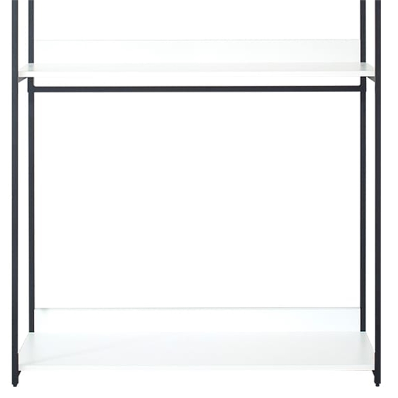 Benjara Cox Modular Closet System-3 Wide White Board Shelves & Black Metal Frame