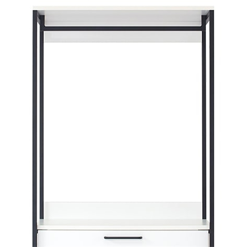 Benjara Cox Modular Closet System- 3 Storage Drawers- Hanging Rod- Black Metal