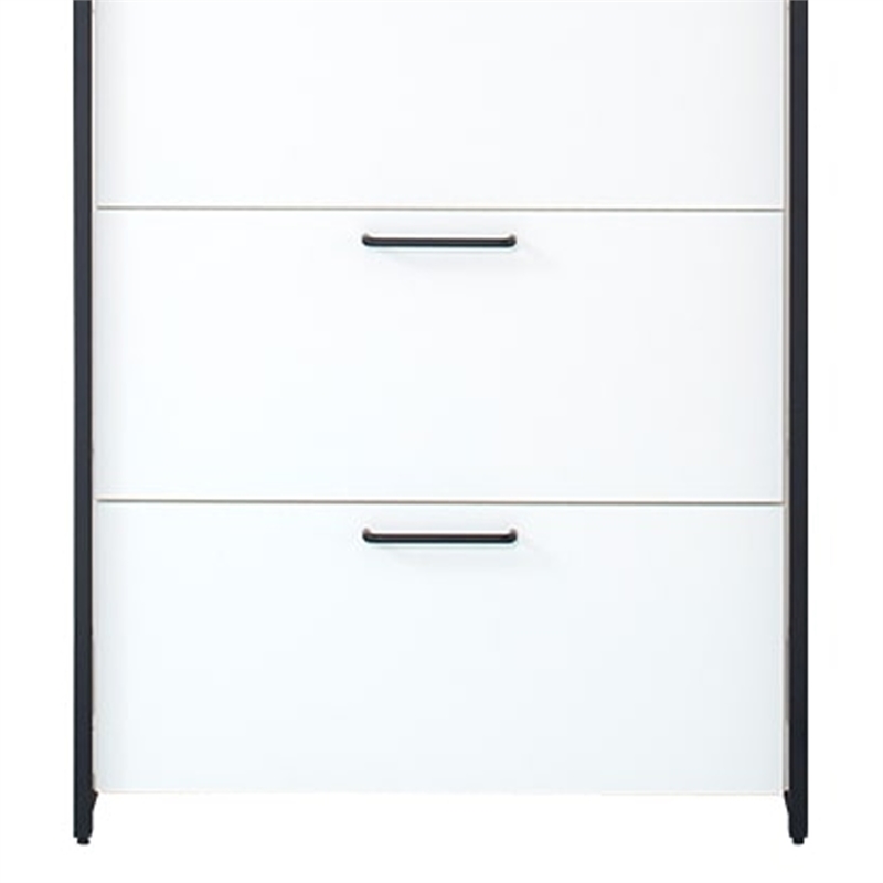 Benjara Cox Modular Closet System- 3 Storage Drawers- Hanging Rod- Black Metal