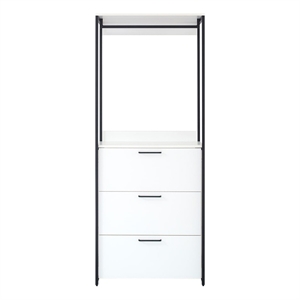 Benjara Cox Modular Closet System- 3 Storage Drawers- Hanging Rod- Black Metal