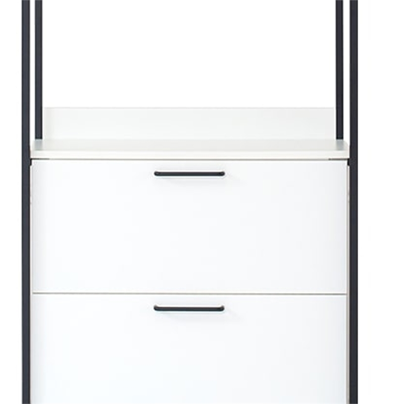 Benjara Cox Modular Closet System- 3 Storage Drawers- Hanging Rod- Black Metal