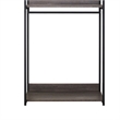 Benjara Gin Modular Closet System- 3 Rustic Gray Shelves- 2 Hanging Rods- Black