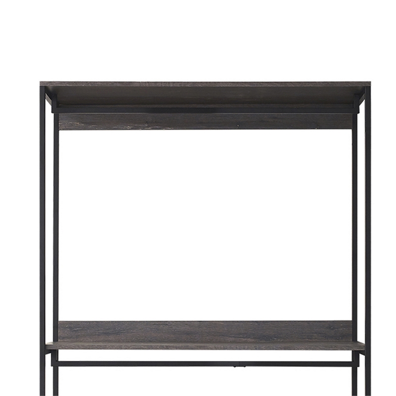 Benjara Gin Wide Modular Closet System- 3 Gray Shelves- 2 Hanging Rods- Black