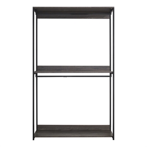 Benjara Gin Wide Modular Closet System- 3 Gray Shelves- 2 Hanging Rods- Black
