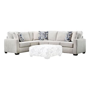 Benjara 123&quot Fled Sectional Sofa- Ivory Chenille- 6 Pillows- Solid Wood