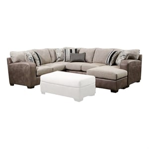 Benjara 123&quot Lila Sectional Sofa- Brown Microfiber- Fabric- 7 Pillows