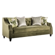 Benjara Syna Sofa and Loveseat Set- Bench Style Seat- Green Tufted Microfiber