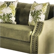 Benjara Syna Sofa and Loveseat Set- Bench Style Seat- Green Tufted Microfiber