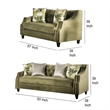 Benjara Syna Sofa and Loveseat Set- Bench Style Seat- Green Tufted Microfiber