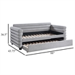 Benjara Ricia Twin Daybed with Twin Trundle- Layer Bolster Design- Gray Boucle