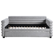 Benjara Ricia Twin Daybed with Twin Trundle- Layer Bolster Design- Gray Boucle