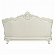 Benjara Rox Ornate Sofa- 7 Accent Pillows- Silver- Tufted White Faux Leather