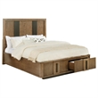 Benjara Reon King Platform Bed w 2 Storage Drawers- Reeded Ash Brown Black