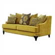 Benjara Visco 2pc Sofa- Loveseat Set- 8 Throw Pillows- Rivet Trim- Gold Yellow