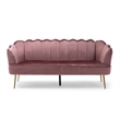 Benjara Nika Sofa- 3 Seater- Channel Stitching- 76 Inch- Blush Pink Velvet