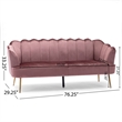 Benjara Nika Sofa- 3 Seater- Channel Stitching- 76 Inch- Blush Pink Velvet