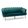 Benjara Nika Sofa- Modern Channel Stitching- 76 Inch- Lush Teal Green Velvet
