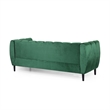 Benjara Orla Sofa- 83 Inch- Retro Channel Tufted Stitch Design- Green Velvet