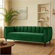 Benjara Orla Sofa- 83 Inch- Retro Channel Tufted Stitch Design- Green Velvet