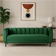 Benjara Orla Sofa- 83 Inch- Retro Channel Tufted Stitch Design- Green Velvet