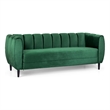 Benjara Orla Sofa- 83 Inch- Retro Channel Tufted Stitch Design- Green Velvet