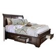 Benjara Lio Four PC King Size Bedroom Set - Cherry Brown Wood Inlay/Silver