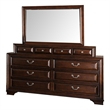 Benjara Lio Four PC King Size Bedroom Set - Cherry Brown Wood Inlay/Silver