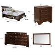Benjara Lio Four PC King Size Bedroom Set - Cherry Brown Wood Inlay/Silver