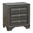 Benjara Lio Four PC Queen Size Bedroom Set- Gray Wood Inlay Design- Nickel