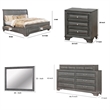 Benjara Lio Four PC Queen Size Bedroom Set- Gray Wood Inlay Design- Nickel