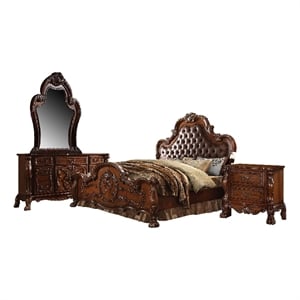 Benjara Rosy Four PC California King Bedroom Set - Cherry Oak Brown