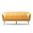 Benjara Nika Sofa- Modern Channel Stitched- 76 Inch- Solid Wood- Yellow Velvet