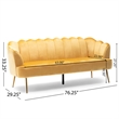 Benjara Nika Sofa- Modern Channel Stitched- 76 Inch- Solid Wood- Yellow Velvet